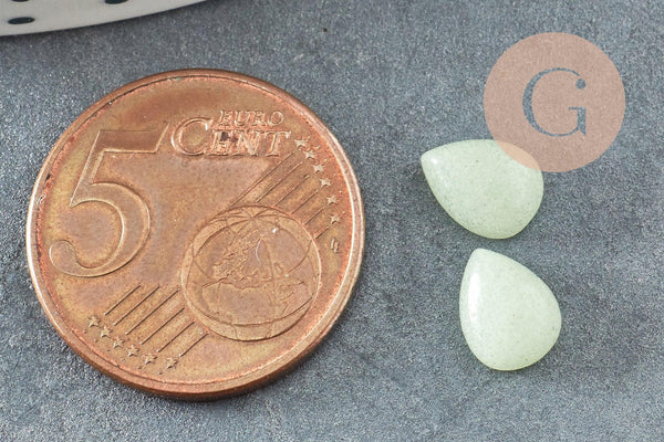 Cabochon goutte phosphorescent 8x6mm,bijou pierre, cabochon goutte luminescent, cabochon synthése, x1 G3139