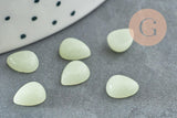Cabochon goutte phosphorescent 8x6mm,bijou pierre, cabochon goutte luminescent, cabochon synthése, x1 G3139