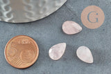 Cabochon goutte quartz rose facetté naturel 13x8mm, x1 (G9962)