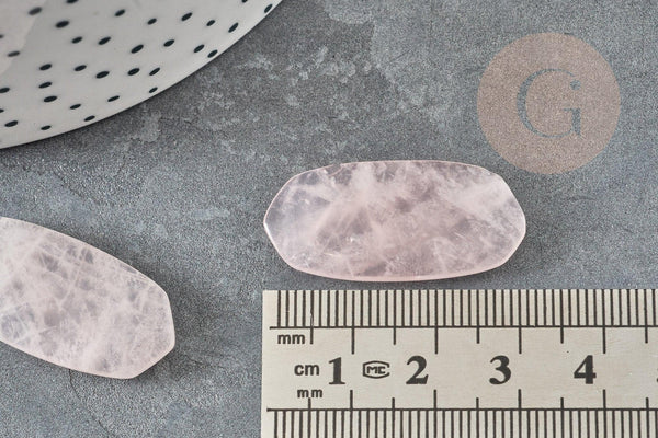 Cabochon hexagone quartz rose naturel 32mm, x1 (G2222)