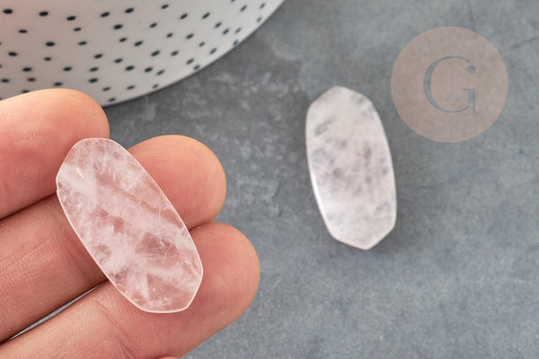 Cabochon hexagone quartz rose naturel 32mm, x1 (G2222)