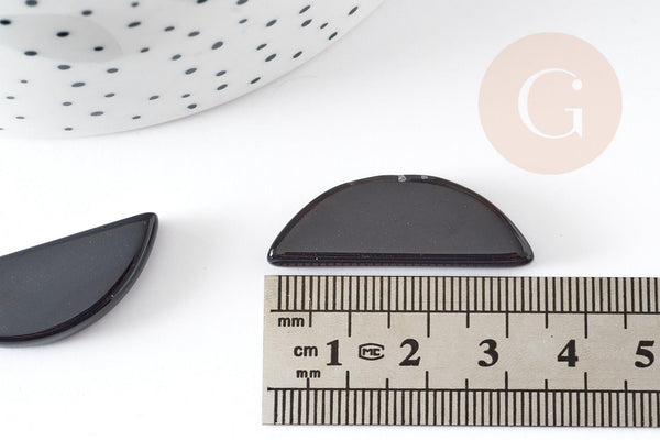 Cabochon lune agate noire naturelle 30mm, x1 (G1767)