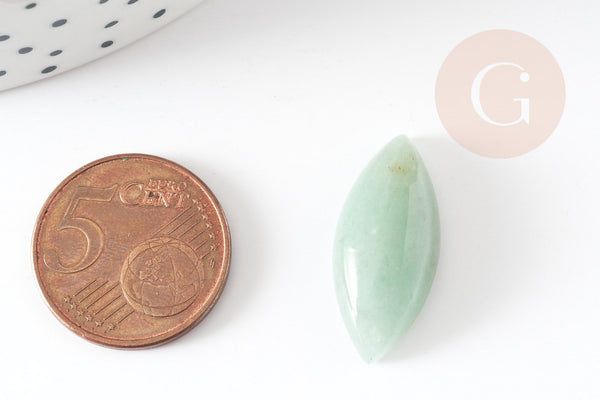 Cabochon marquise aventurine verte naturelle 25x11mm, x1 (G3177)