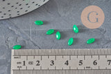 Cabujón marquesa navette jade natural verde 6x3mm, x1 (G11242)