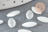 Cabochon marquise verre oeil de chat blanc 12x6mmmm, x20 (G2284)