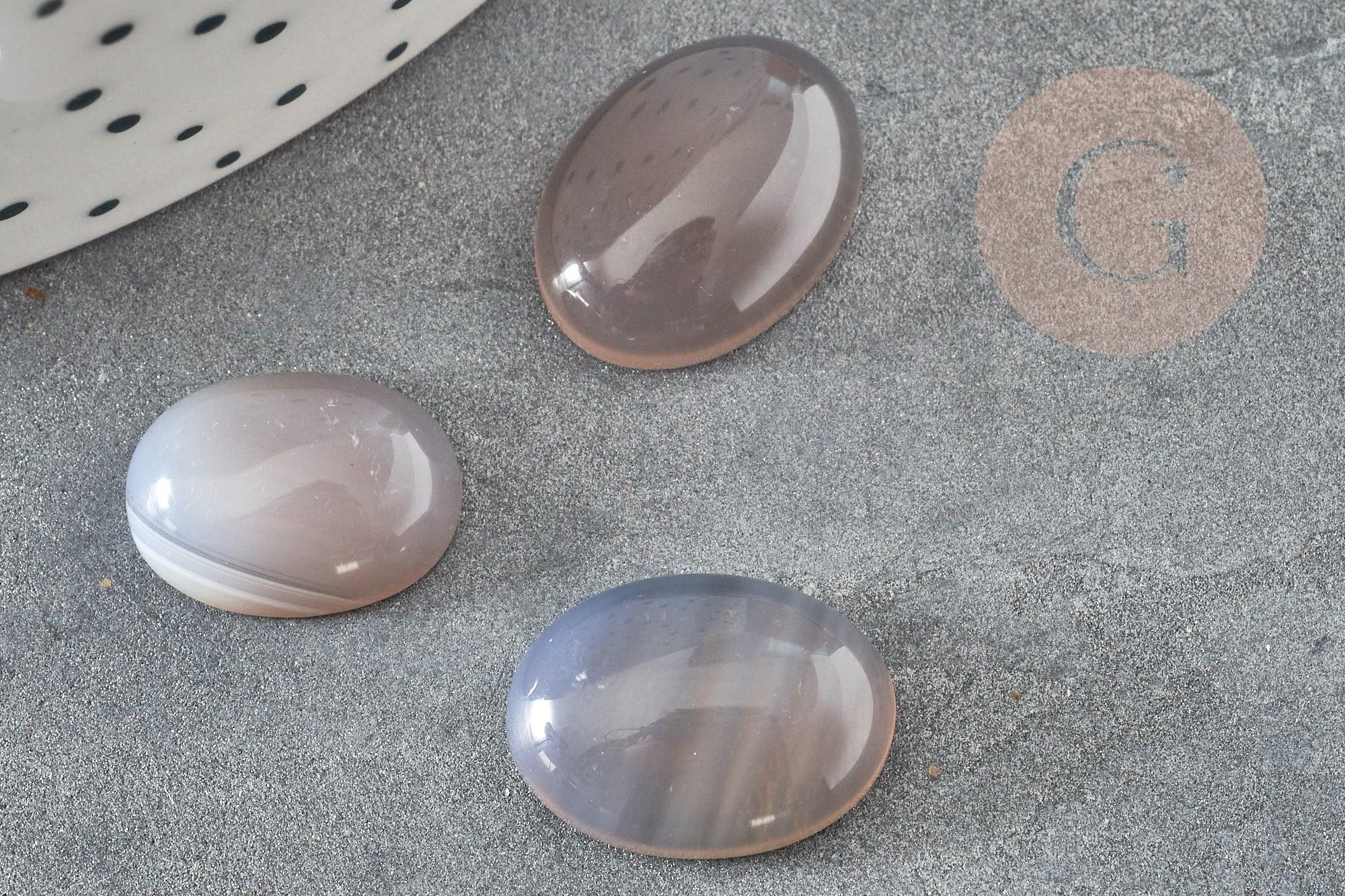 Cabochon ovale agate grise naturelle 11x16mm, x1 (G2293)