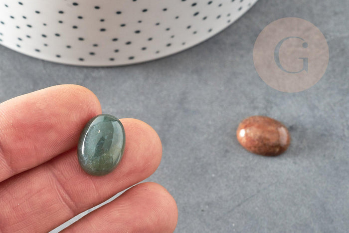 Cabochon ovale agate indienne naturelle 16x12mm, x1 (G1980)