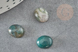 Cabochon ovale agate mousse verte naturelle,10x8mm, x1 (G1865)
