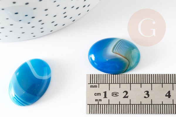 Cabochon ovale agate naturel bleue 18x25mm, x1 (G5063)