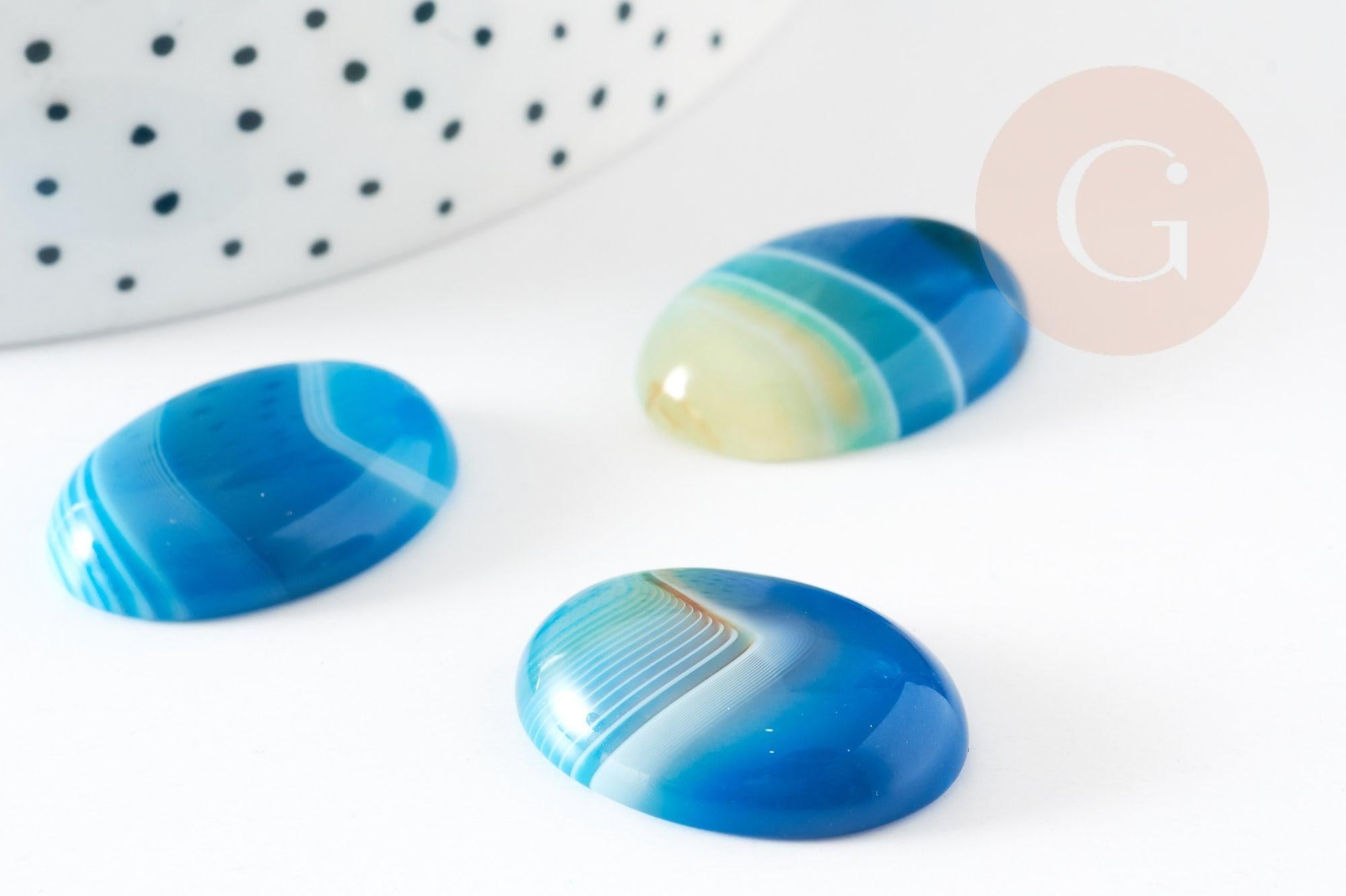 Cabochon ovale agate naturel bleue 18x25mm, x1 (G5063)