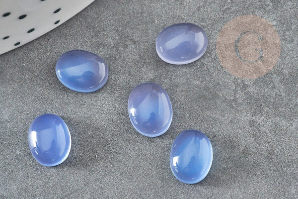 Cabochon ovale agate naturelle bleue 10x8mm, x1 (G1669)