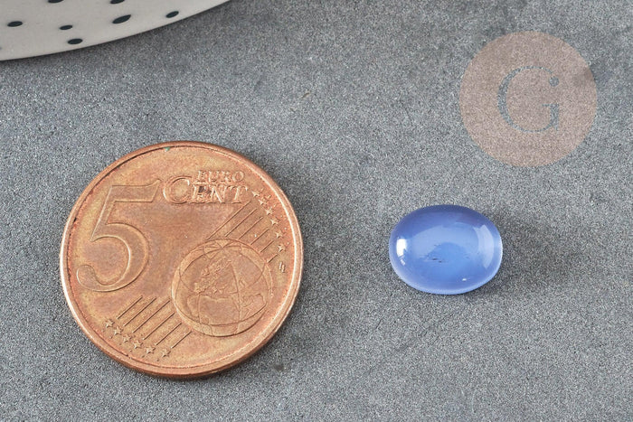 Cabochon ovale agate naturelle bleue 10x8mm, x1 (G1669)