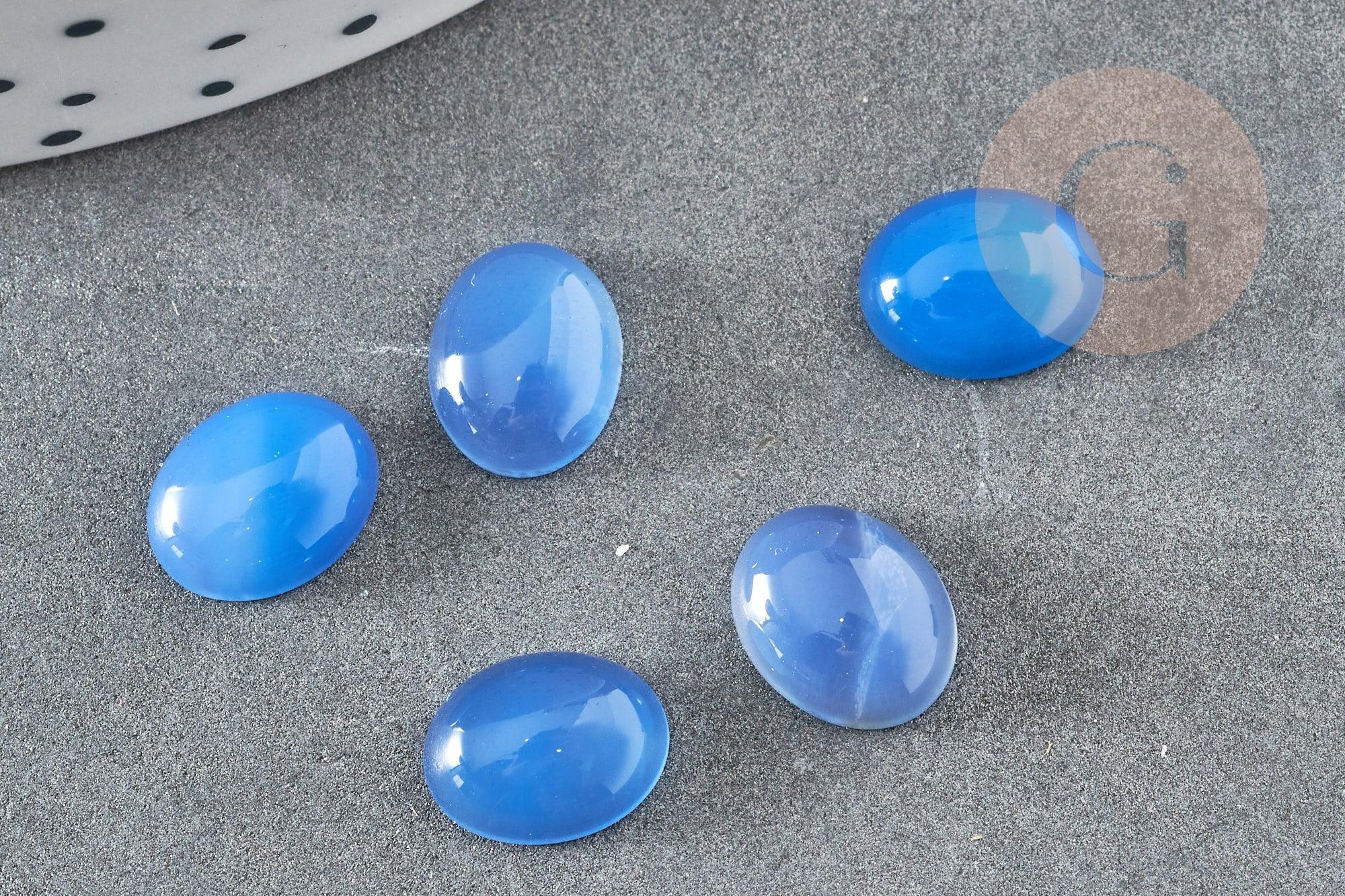 Cabochon ovale agate naturelle bleue 10x8mm,x1 (G1924)