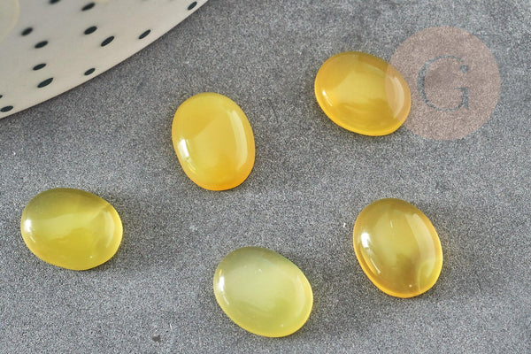 Cabochon ovale agate naturelle jaune 10x8mm, x1 (G1672)