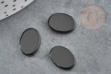 Cabochon ovale agate naturelle noire 10x14mm, x1 (G2026)