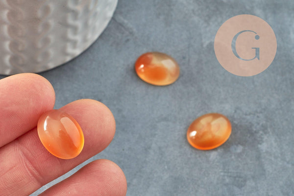 Cabochon ovale agate naturelle orange 16x12mm, x1 (G9960)