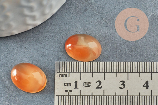 Cabochon ovale agate naturelle orange 16x12mm, x1 (G9960)