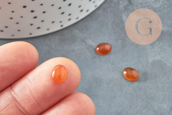 Cabochon ovale agate naturelle orange 8x6mm, x1 (G6749)