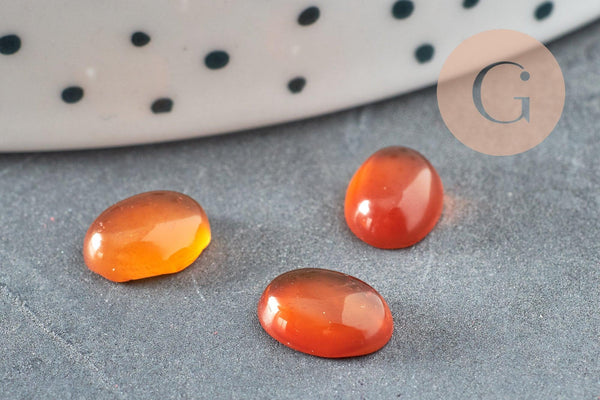 Cabochon ovale agate naturelle orange 8x6mm, x1 (G6749)