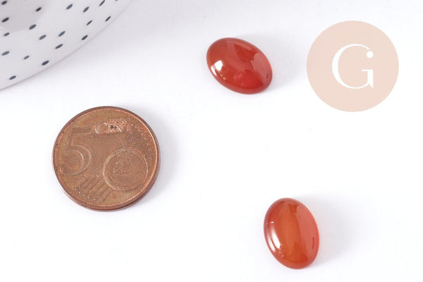 Cabochon ovale agate teintée marron-orange 14x10mm, x1 (G8917)