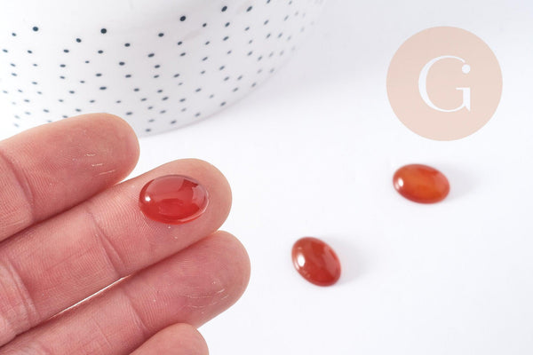 Cabochon ovale agate teintée marron-orange 14x10mm, x1 (G8917)