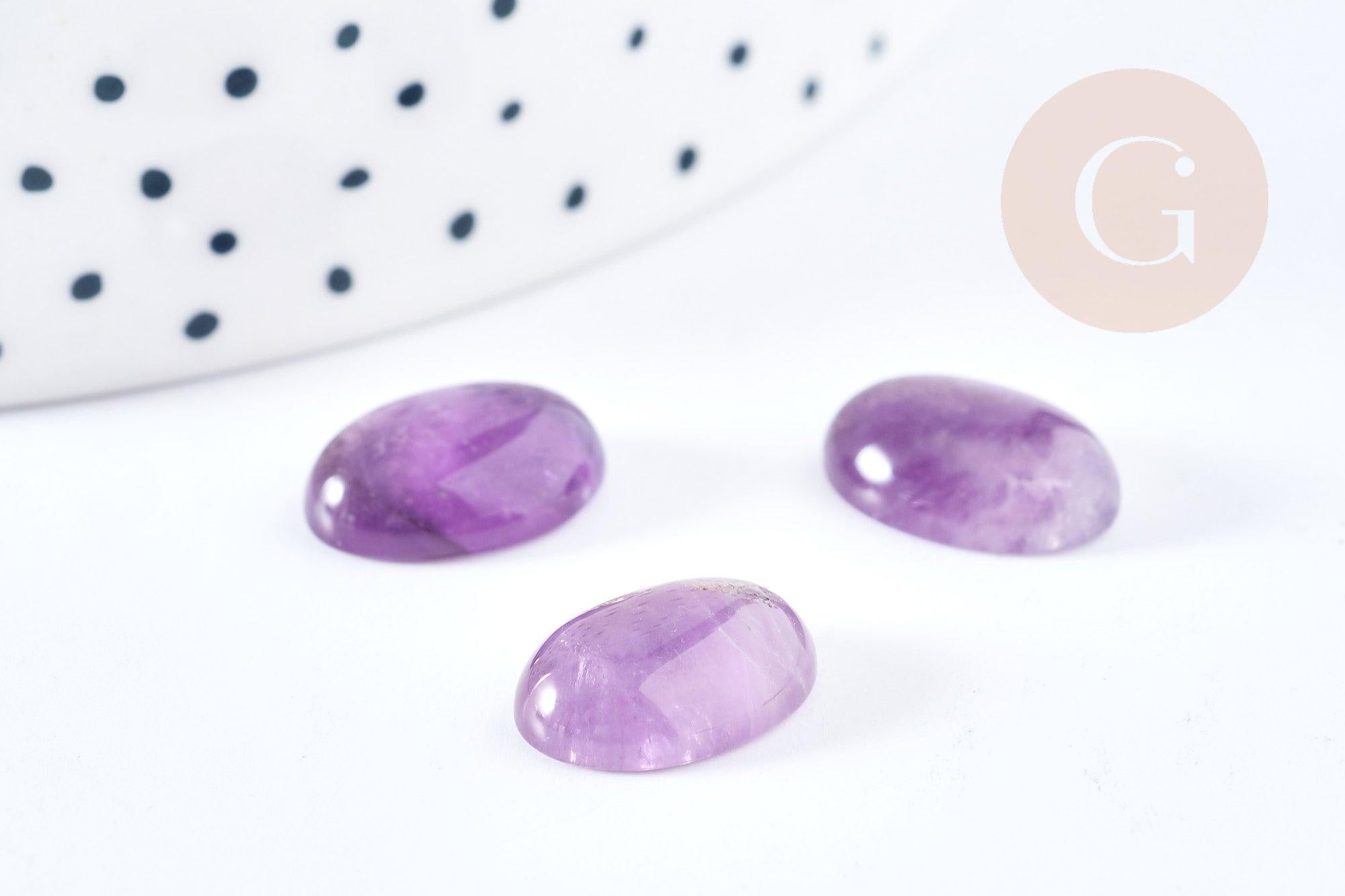 Cabochon ovale améthyste naturel 14x10mm, x1 (G8667)