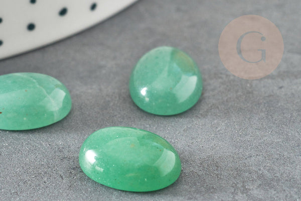 Cabochon ovale aventurine verte naturelle 14 x10mm, x1 (G2241)