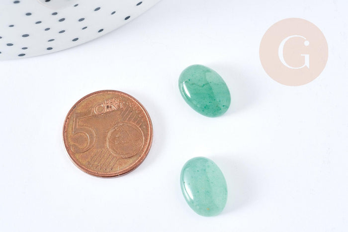 Cabochon ovale aventurine verte naturelle 14x10mm, x1 (G8668)