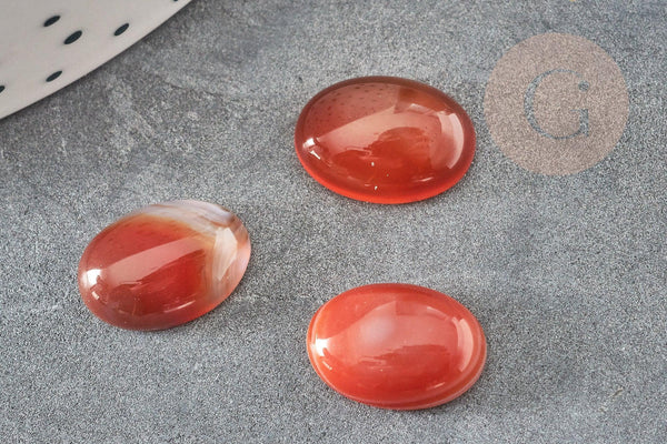 Cabochon ovale cornaline naturelle orange 10x14mm, x1 (G4483)