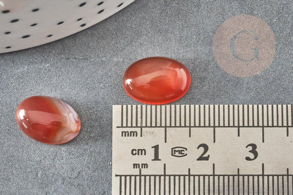Cabochon ovale cornaline naturelle orange 10x14mm, x1 (G4483)