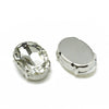 Cabochon ovale cristal métal platine à coudre 6x8mm, x1 (G0019)