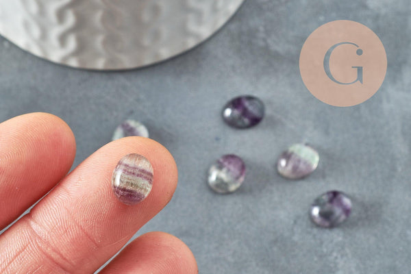 Cabochon ovale fluorite naturelle 10.5 x8mm, x1 (G9697)
