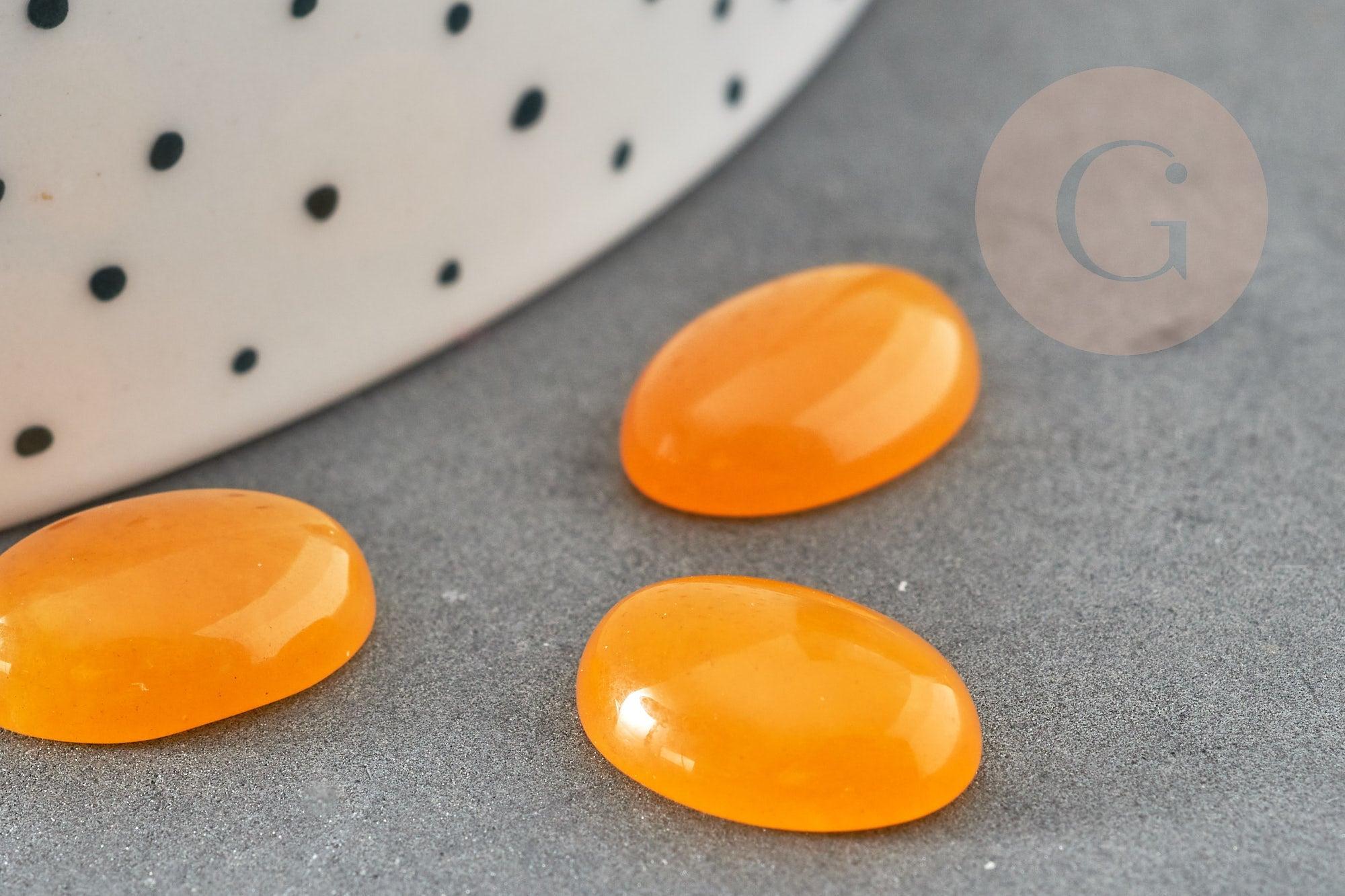Cabochon ovale jade naturel jaune 14x10mm, x1 (G2607)