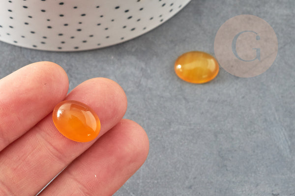 Cabochon ovale jade naturel jaune 16 x12mm, x1 (G2035)