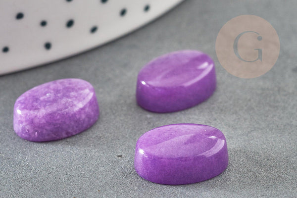 Cabochon ovale jade naturel violet 14x10mm, x1 (G2233)