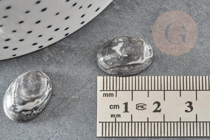 Cabochon ovale jaspe zebra naturel 13x18mm, x1 (G5050)