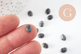 Cabochon ovale larvikite grise naturelle 8x6mm, création bijoux pierre naturelle, x1 (G10178)