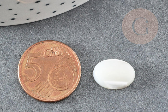 Cabochon ovale nacre blanche naturelle 14x10mm, x1 (G0589)