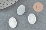 Cabochon ovale nacre blanche naturelle gravé Vierge Marie 16mm, x1 (G9624)
