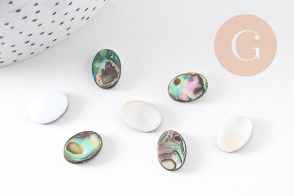 Cabochon ovale nacre noire naturelle ormeau 14mm, x1 (G5905)