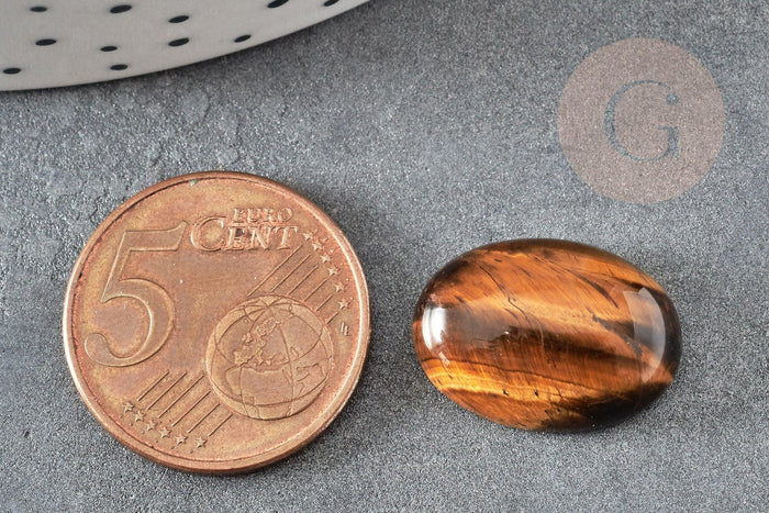 Cabochon ovale œil de tigre naturel marron 13x18mm, x1 (G2069)