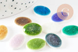 Cabochon ovale porcelaine émaillée multicolore 11mmx9mm, x10 (G0407)