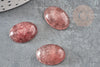 Cabochon ovale quartz fraise naturell 18x13mm, x1 (G2219)