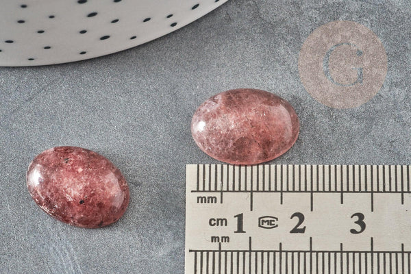Cabochon ovale quartz fraise naturell 18x13mm, x1 (G2219)
