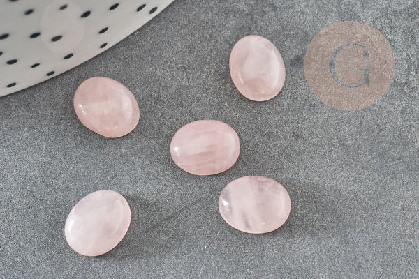 Cabochon ovale quartz rose naturel 10x8mm, x1 (G1712)