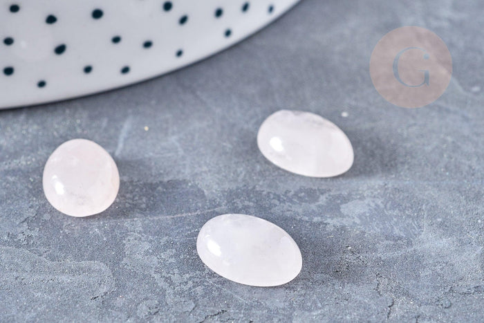Cabochon ovale quartz rose naturel 14 x10mm, x1 (G8690)