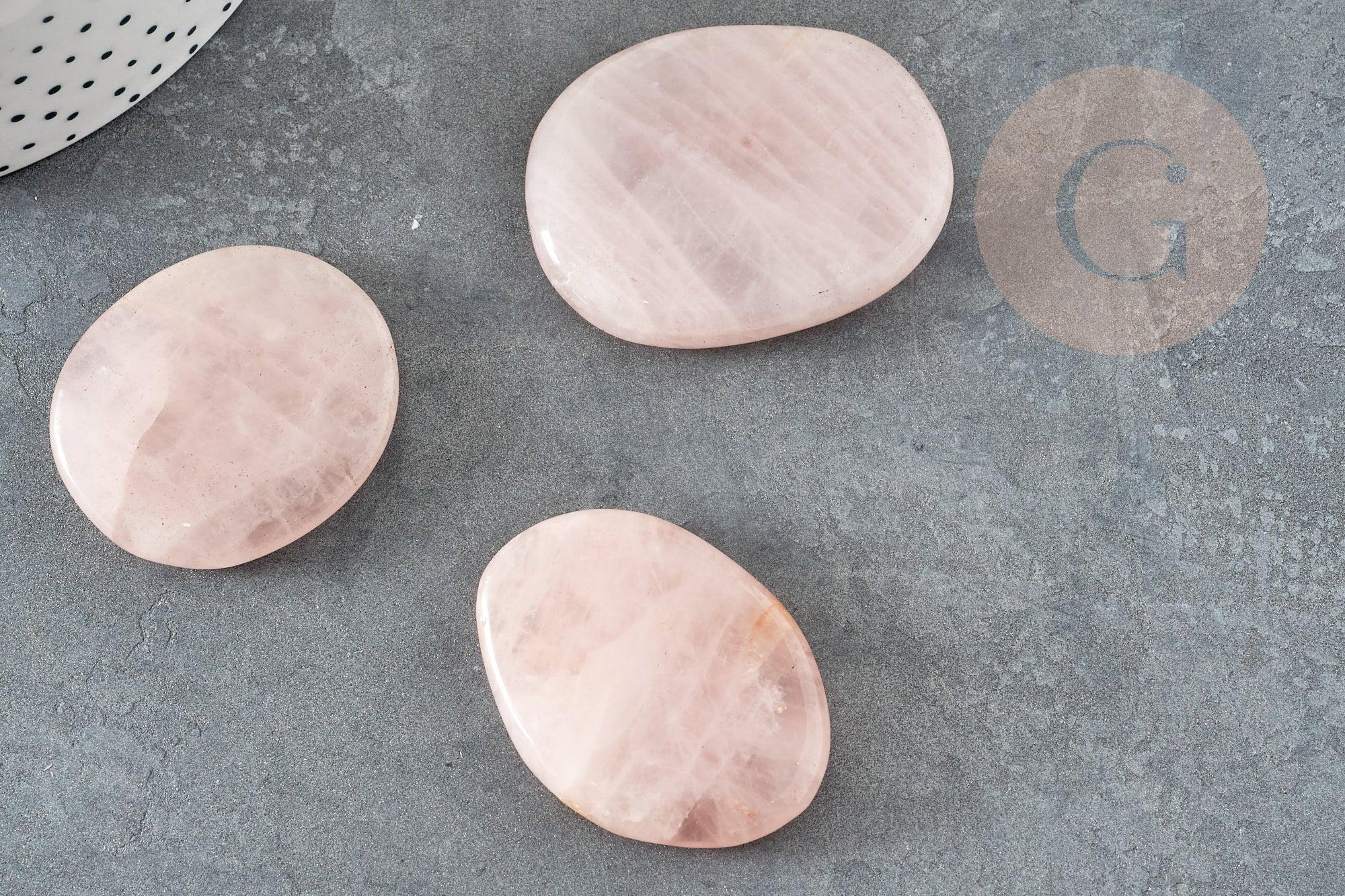 Cabochon ovale quartz rose naturel 43-50mm, x1 (G5056)
