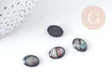 Cabochon ovale résine noire imitation nacre 14x10mm, x1 (G9101)