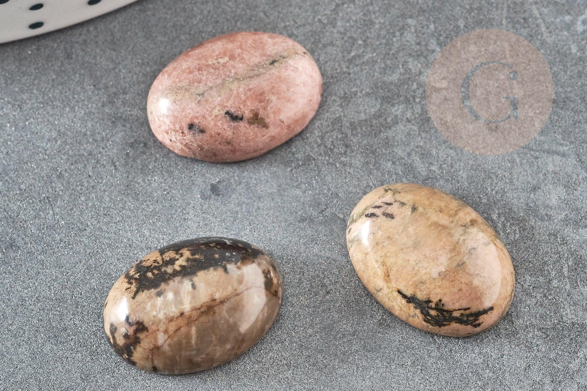 Cabochon ovale rhodonite naturelle 13x18mm, x1 (G2063)