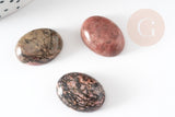 Cabochon ovale rhodonite naturelle 20x15mm, x1 (G2237)